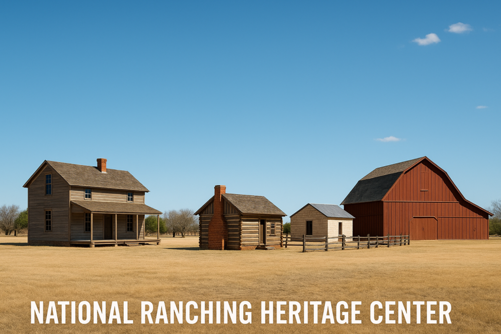 Historic ranch buildings at the National Ranching Heritage Center.
